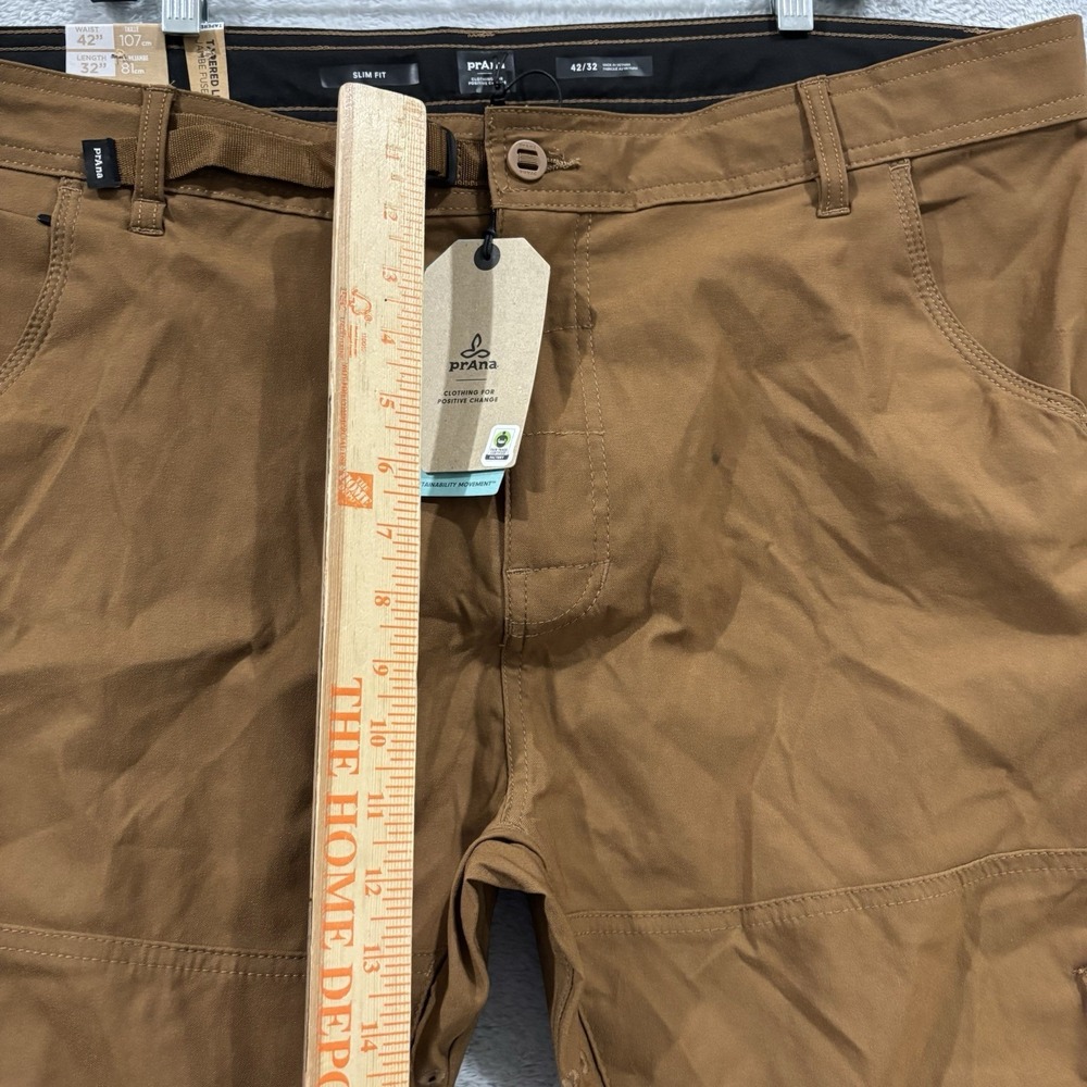PRANA Stretch Zion Fit Pant II Men 42x32 Sepia Brown Roll Cuff Outdoor Hiking - Picture 5 of 9